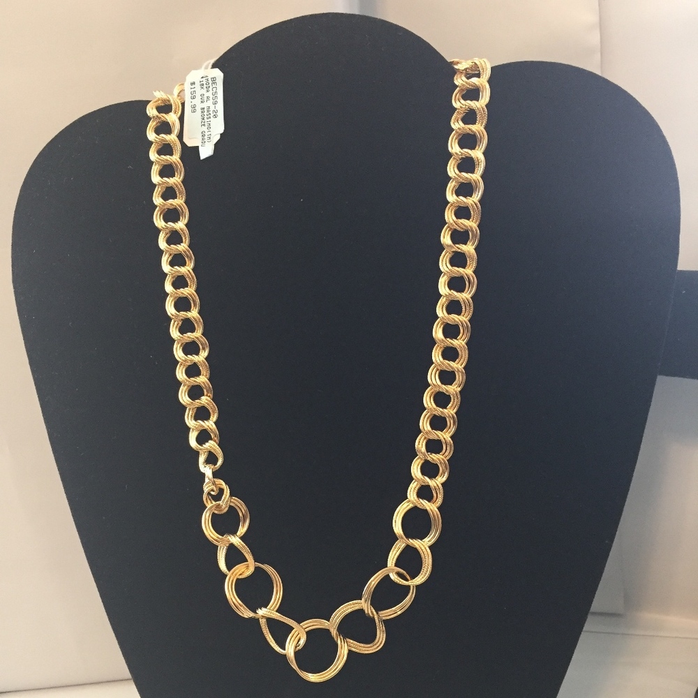 Unique Graduated Garibaldi stamped clasp Italian Link Necklace